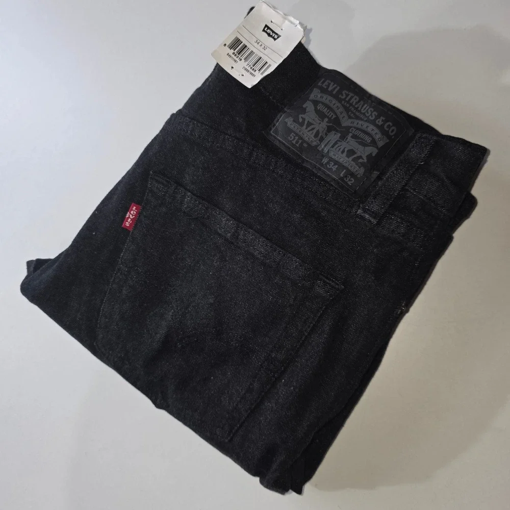 Levi's 511 Men's Jeans Tag 34x32 Fits 32x30 Black Slim Stretch NWT NEW